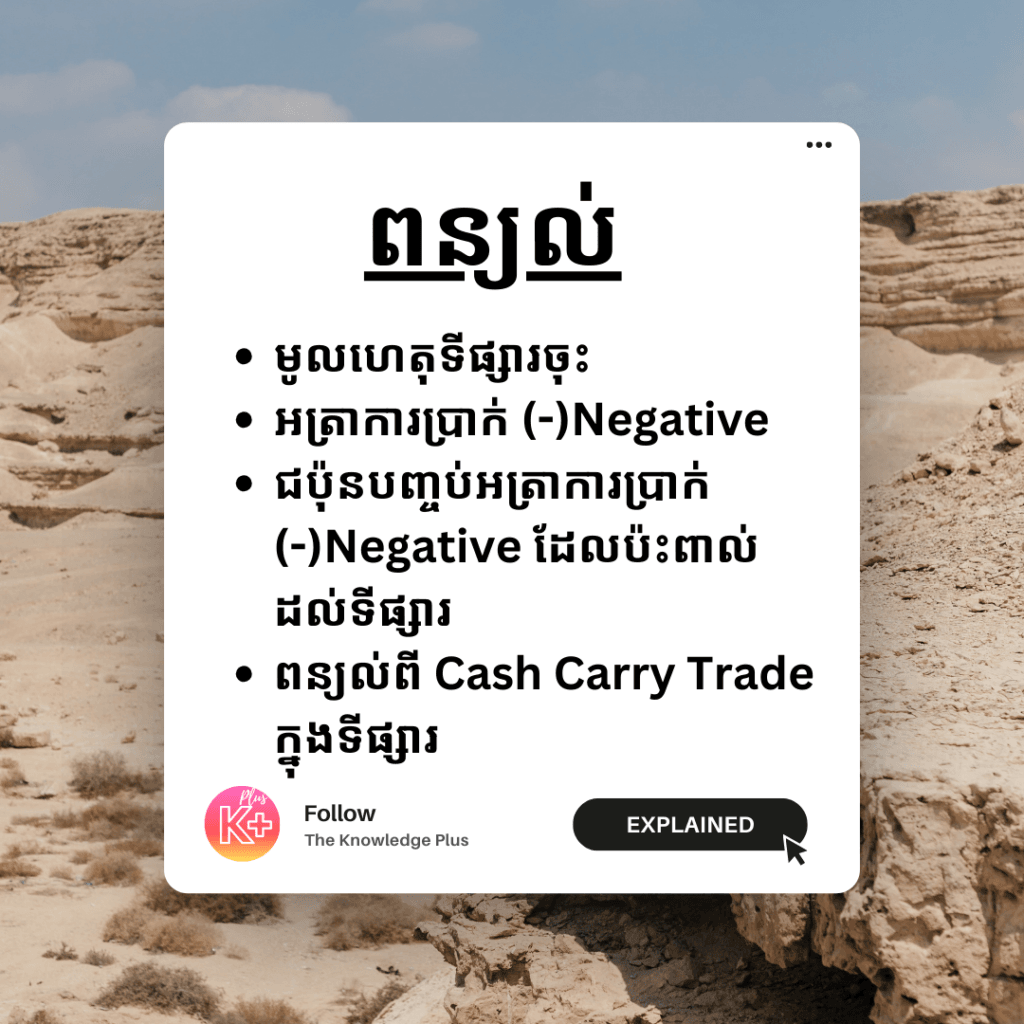 តើអ្នកឆ្ងល់ទេ ហេតុអ្វីគ្រាន់តែមានការផ្លាស់ប្ដូរអ្វីមួយពី Central Bank ធ្វើឪ្យទីផ្សារចុះ?នេះគឺជាអ្វីដែលបានកុំពុងកើតឡើងនូវប្រទេសជប៉ុន។ក្នុងពេលថ្មីៗនេះ ធនាគារកណ្ដាលជប៉ុន Central Bank of Japan (BOJ) បានបញ្ចប់ការផ្ដល់អត្រាការប្រាក់អវិជ្ចមាន (Negative Interest Rate) នឹងបានចាប់ផ្ដើមតម្លើងមកវិញ ពីចម្លោះ 0-0.1% ​ក្រោយពីរយៈ